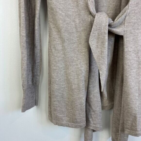 Mexx Women's Size Large Beige Tie Belted Open Front Cardigan Sweater Knit Boho - Picture 11 of 12